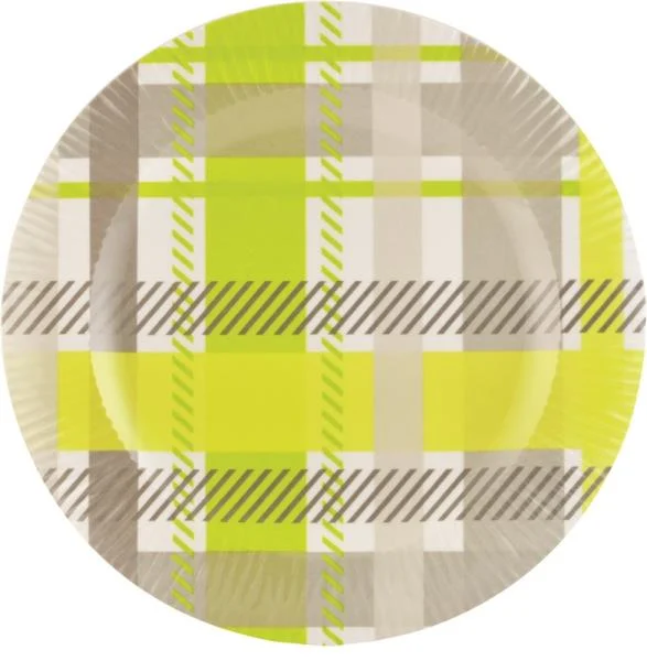 Knack3 165906I Cabin Melamine Salad Plate Plaid Design 8.5 Inch Diameter Durable Dinnerware
