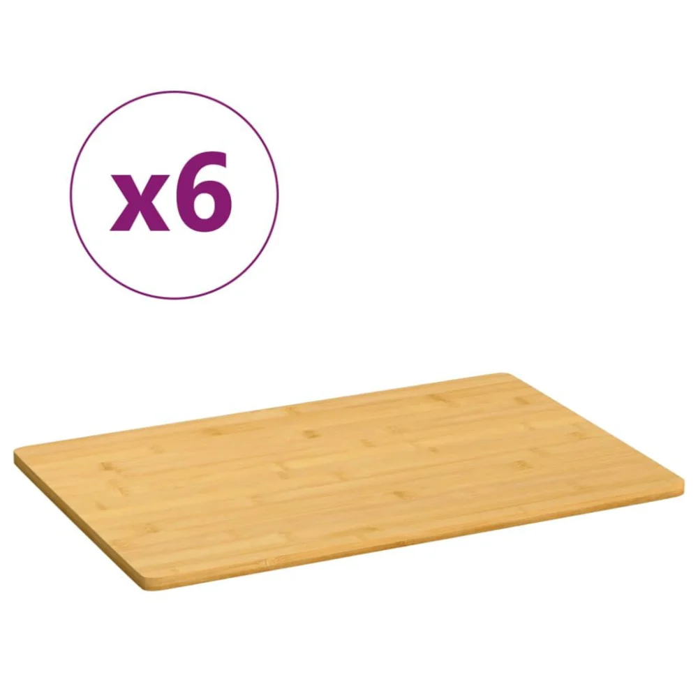 6 Piece Bamboo Breakfast Plates 13.8x9.1x0.3 Inches Eco-Friendly Tableware