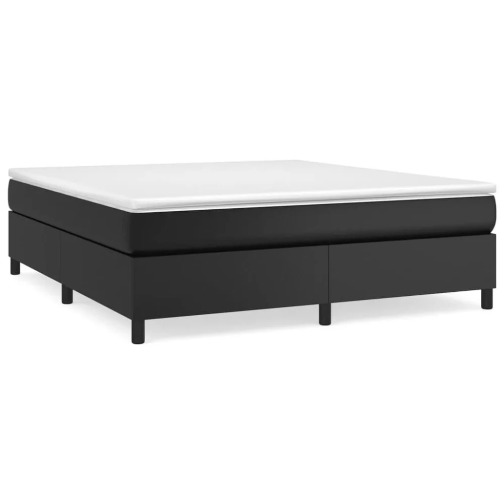 Box Spring Bed with Mattress Black 72x83.9 Inches California King Faux Leather