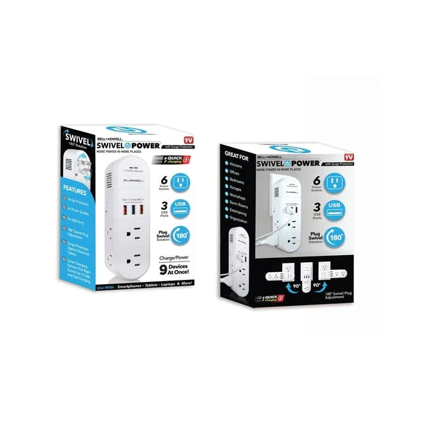 Bell + Howell 7544 Swivel Power Grounding Outlet Plastic Surge Protector