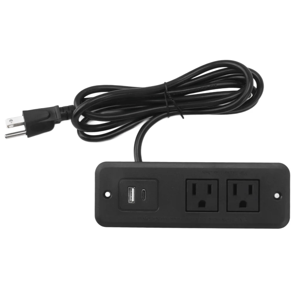 Furniture Recessed Power Strip US Plug 125V Type C 20W Fast Charge Minimalist Surface Mount