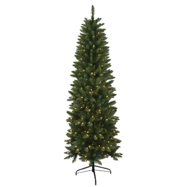 Puleo 277-JSGP-70C3 Pre-Lit Jasper Fir Pencil Slim Artificial Christmas Tree 7 Feet
