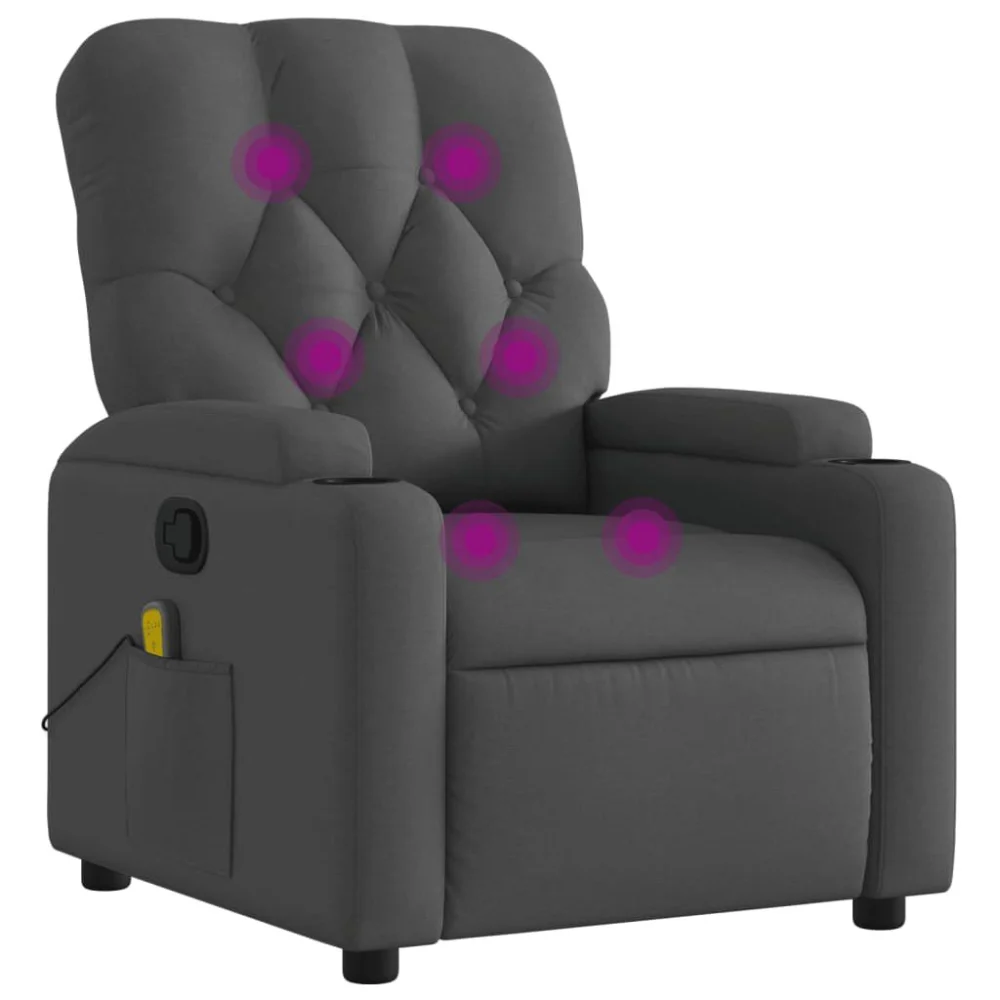 Dark Gray Fabric Massage Recliner Chair with Heat and Vibration Functions