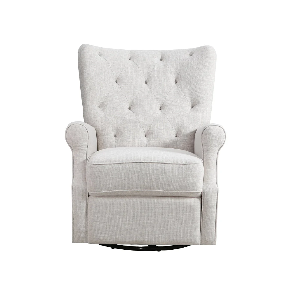 Alice Wingback Recliner in Linen Canvas Beige Material Living Room Chair