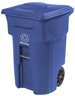 Toter 2 Wheel Recycle Cart 64 Gallon Blue Outdoor Trash Bin