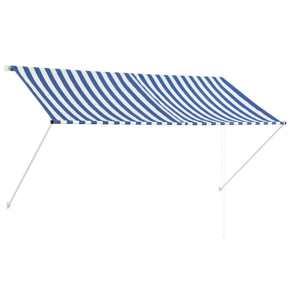 98.4x59.1 Inch Blue and White Retractable Awning for Outdoor Shade