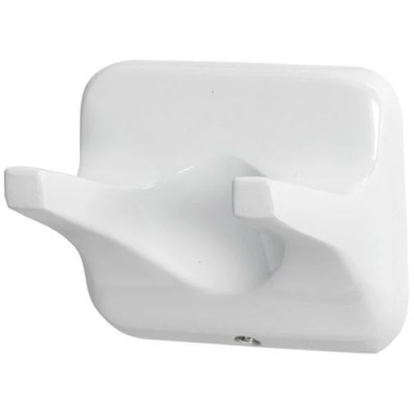 HomePointe 228795 Basic Double Robe Hook White Aluminum Tube Bathroom Organizer