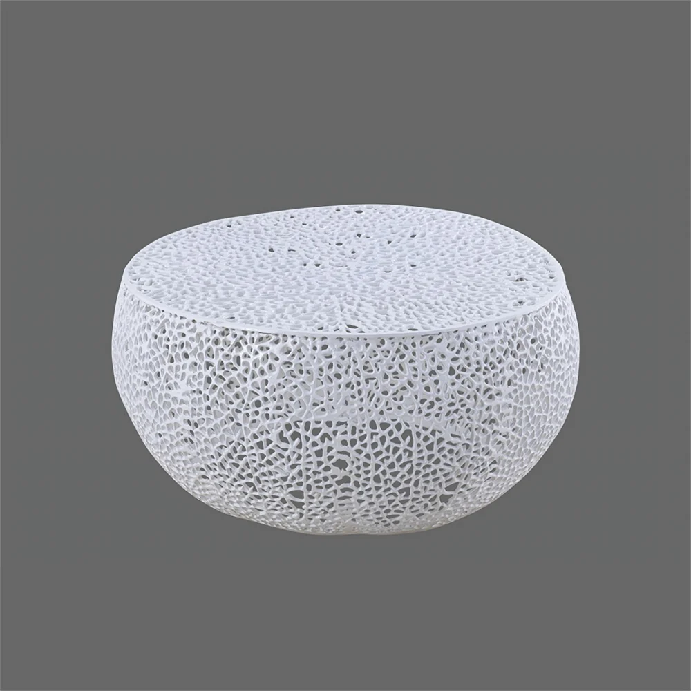 Pemberly Row Round Coffee Table Aluminum White