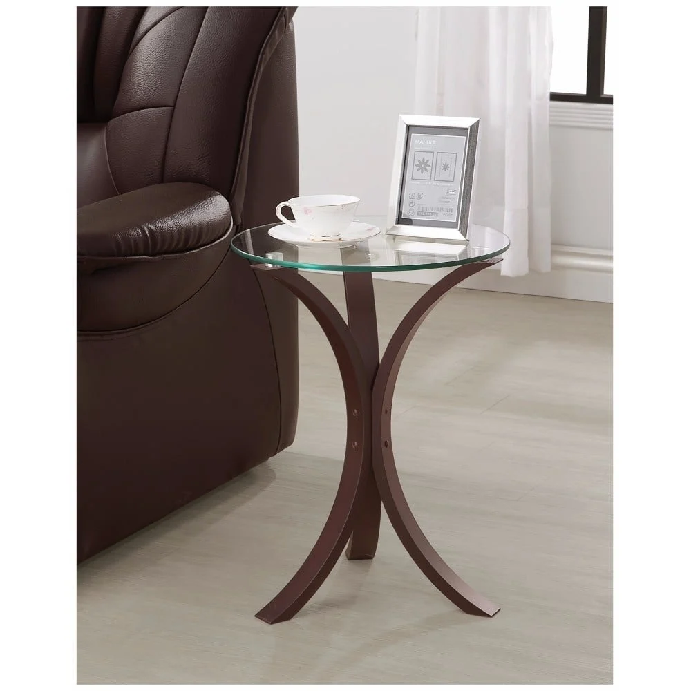 Edgar Round Accent Table Cappuccino Stylish Living Room Side Table