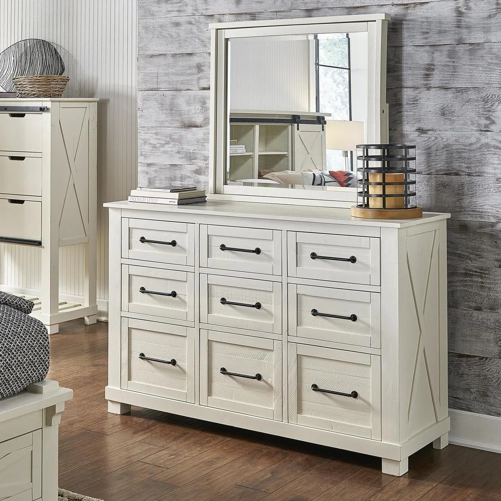 Rustic White 9-Drawer Dresser by Belen Kox for Bedroom Storage