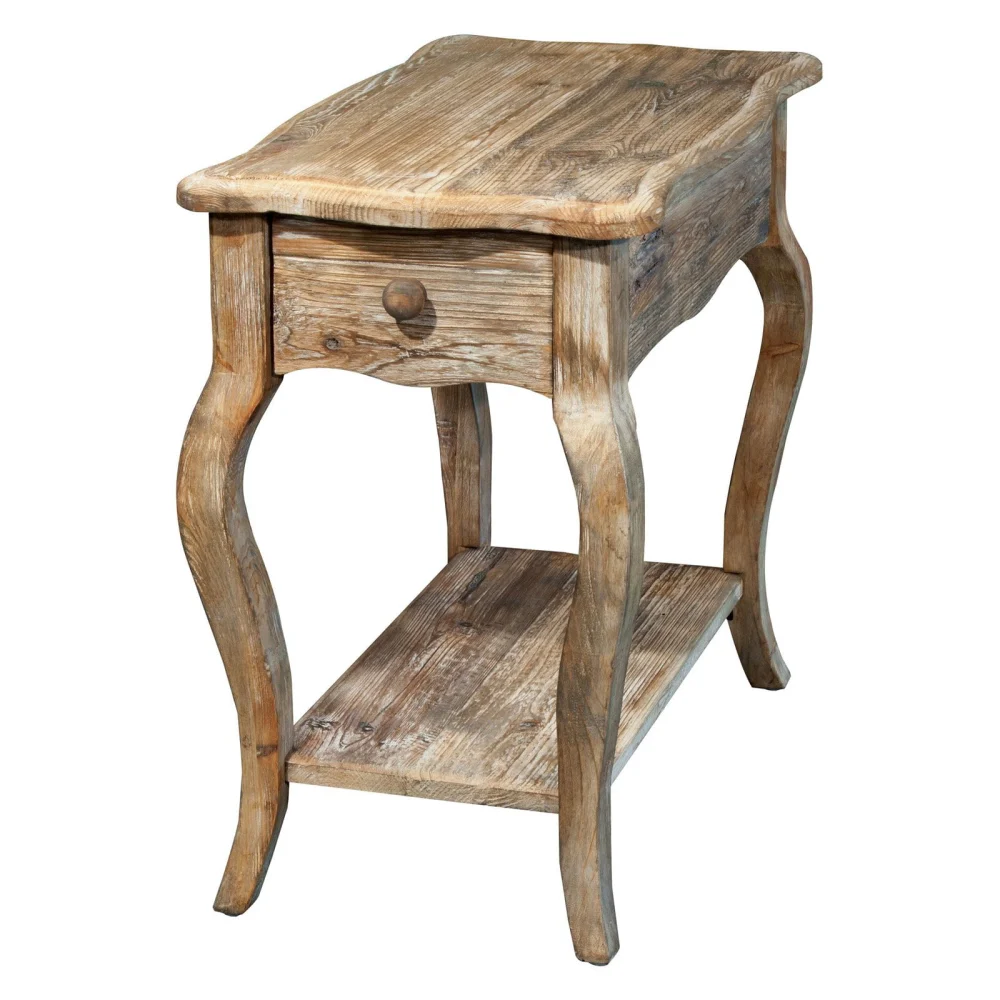 Alaterre Rustic Reclaimed Wood Chairside Table in Driftwood Finish