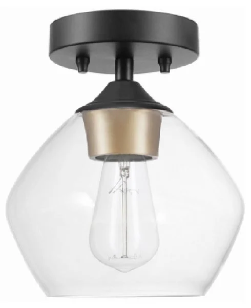 Globe Electric 60333 Harrow 1-Light Semi-Flush Mount Ceiling Light Matte Black