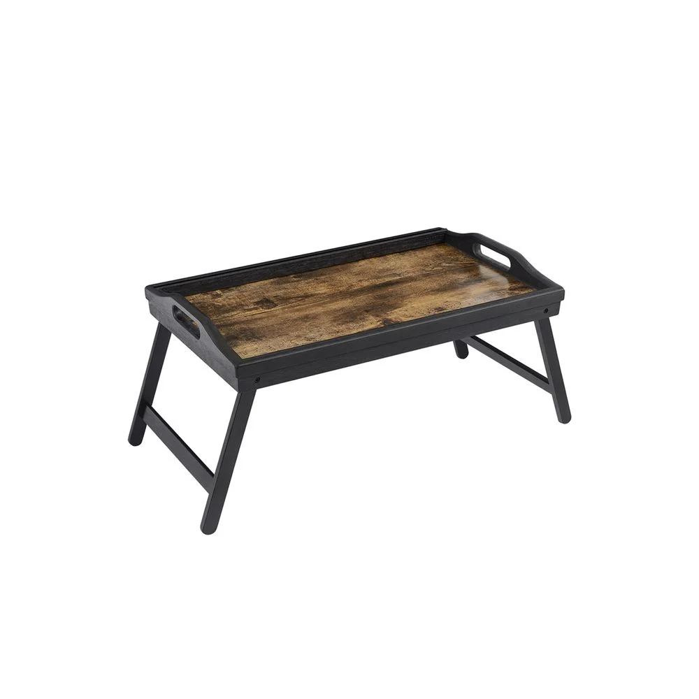 Black Breakfast Tray with Folding Legs for Bed Sofa Table
