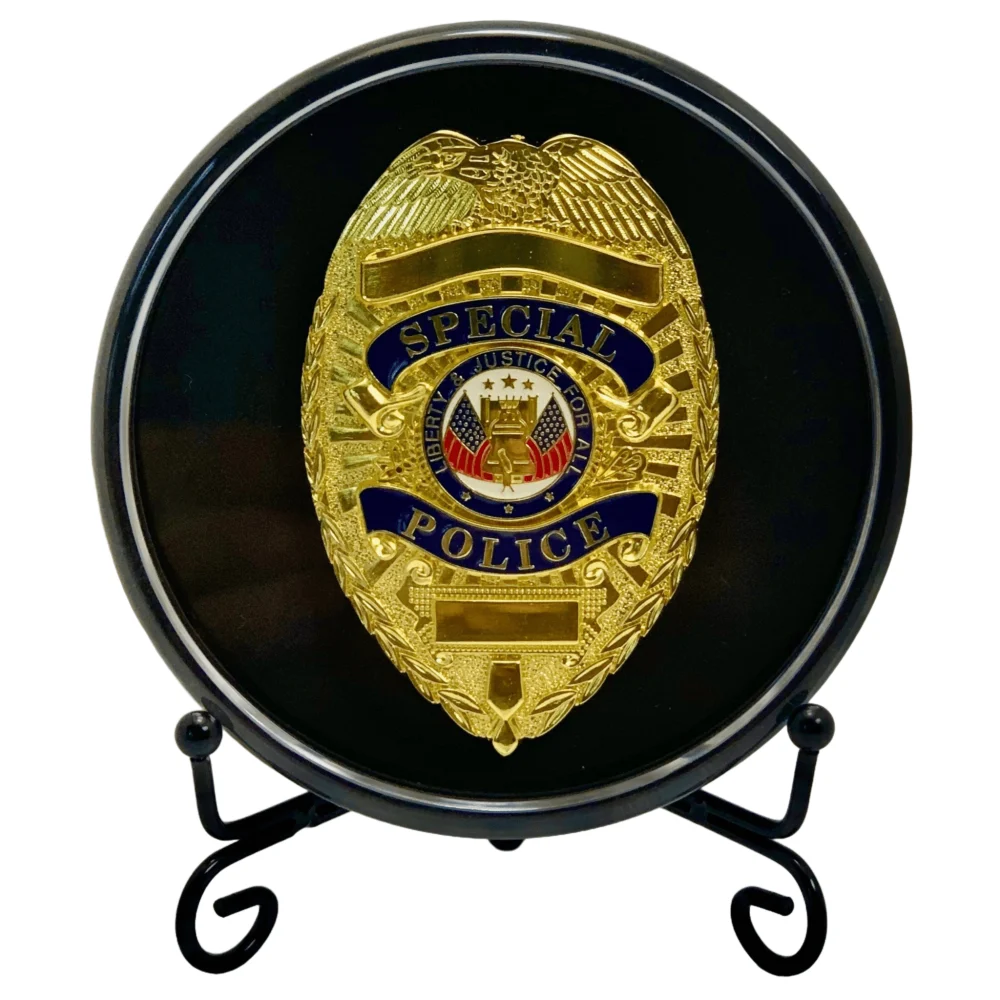 Kudos Badge Display Case with Stand Shadow Box for Policeman Fire Badge Holder Gift for Cop Security Officer or Firefighter