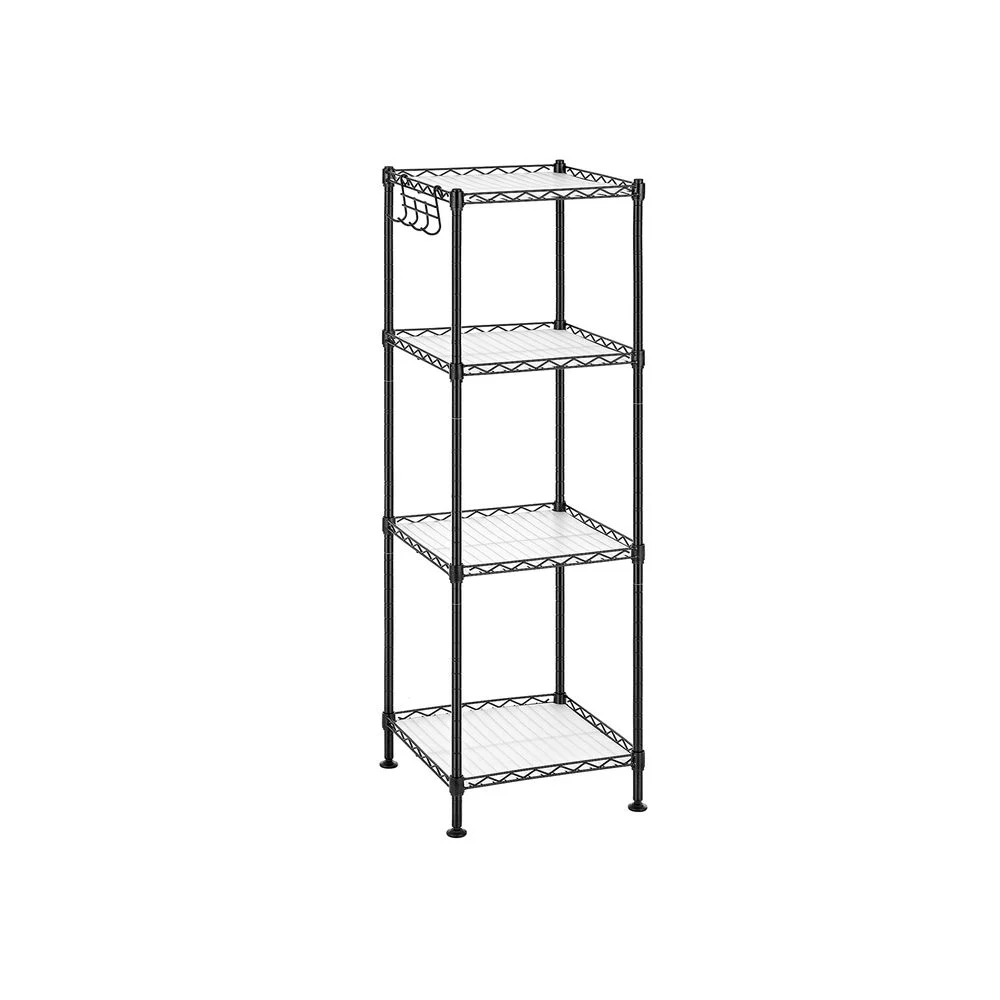 4-Tier Bathroom Shelf Black Space Saving Storage Organizer