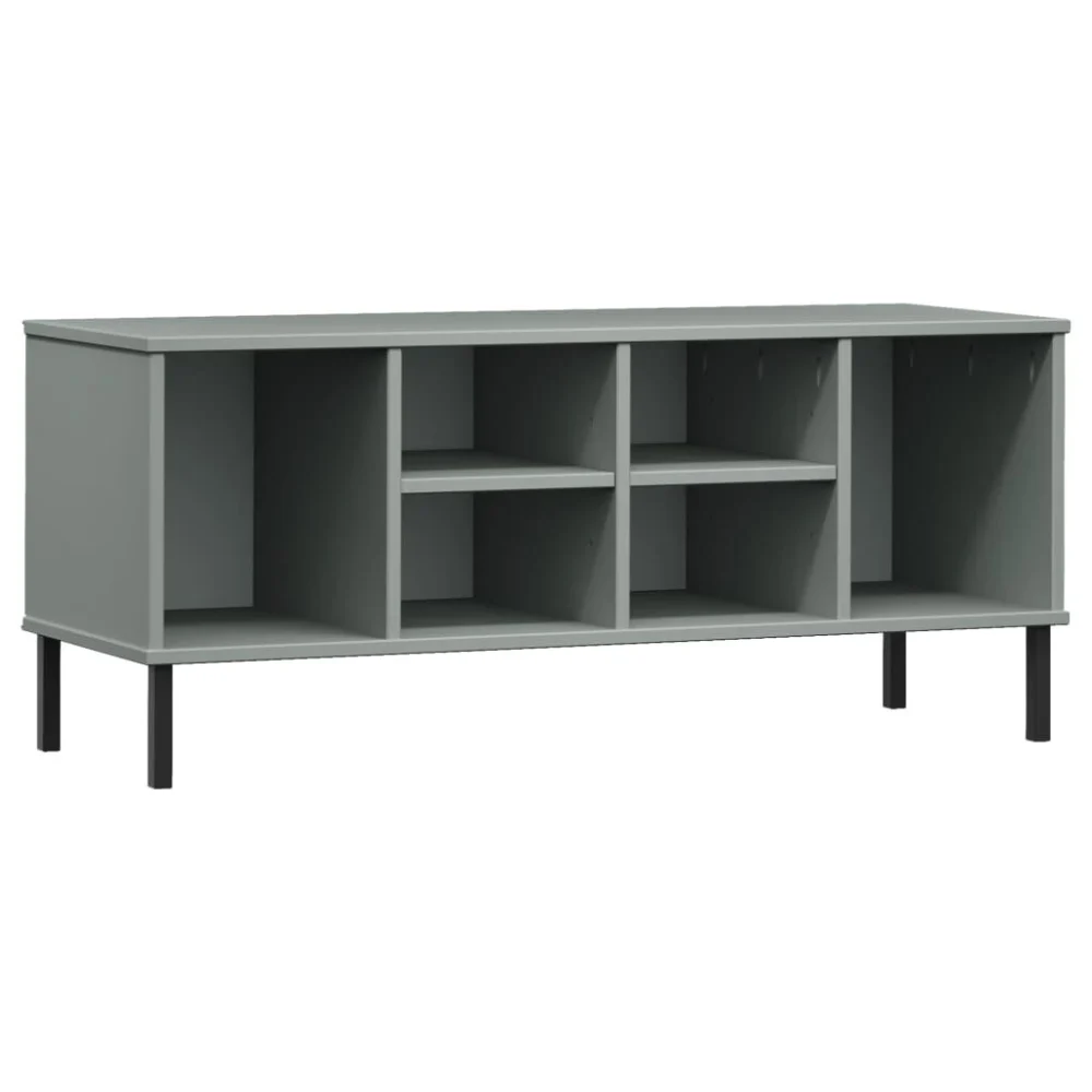 OSLO Shoe Rack with Metal Legs Gray 41.7x13.8x17.7 Inches Solid Wood Storage