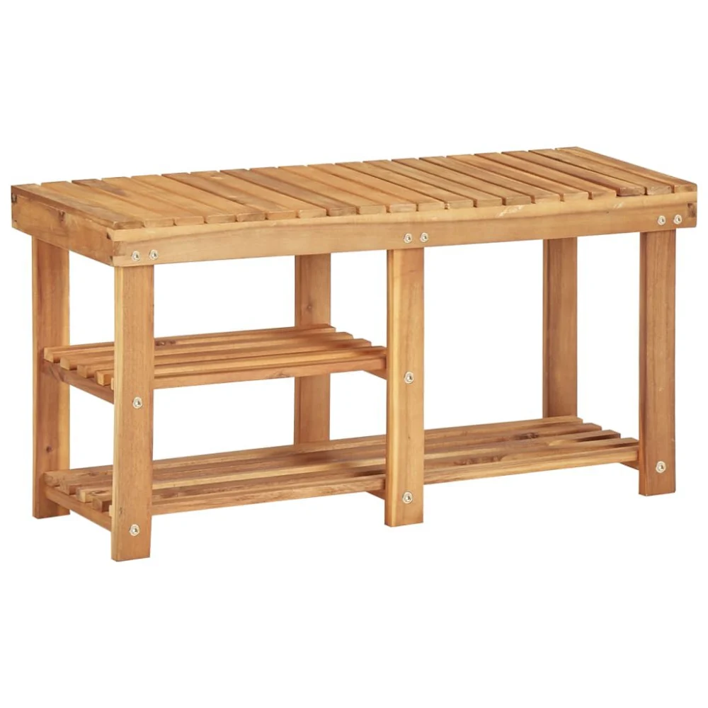 35.4x12.5 Inch Shoe Rack Solid Acacia Wood Entryway Organizer Modern Storage Shelf