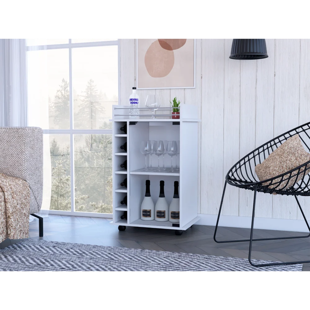 32 Inch White Bar Coffee Shopping Basket Kitchen or Living Room Cabinet Storage