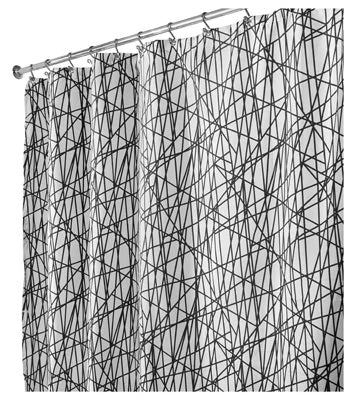 InterDesign Abstract Fabric Shower Curtain 72 x 72 Inches Black White
