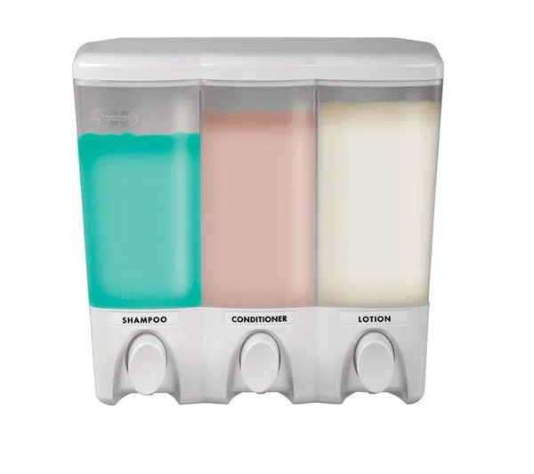 Better Living 72350 Clear Choice 3-Chamber Shower Dispenser White