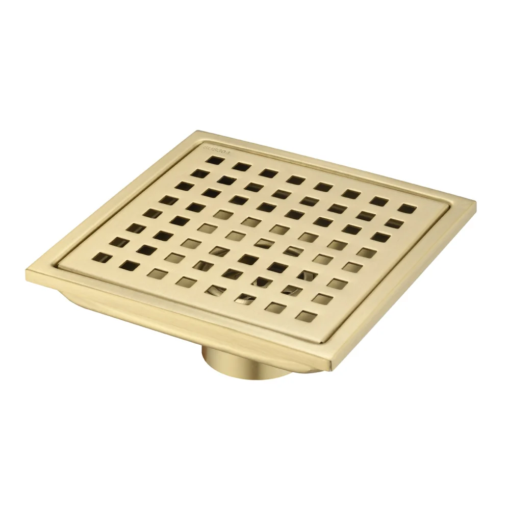 6 Inch Square Shower Floor Drain with Flange Stainless Steel Bathroom Drain