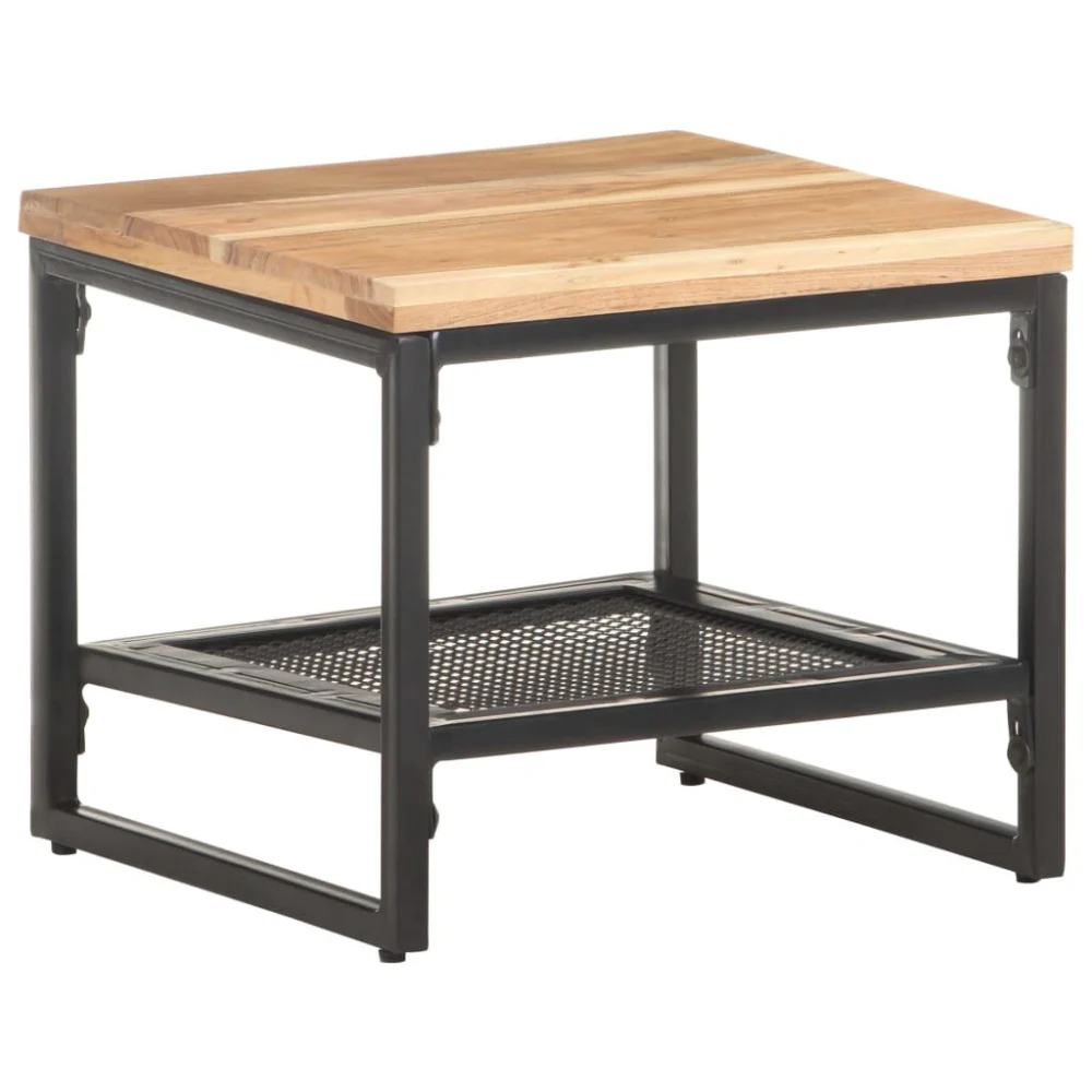 15.7x15.7x13.8 Inch Solid Acacia Wood Side Table for Living Room