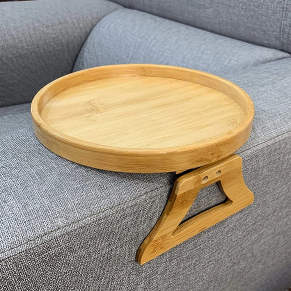 Clip On Tray Sofa Table for Wide Couches Portable TV Side Table for Small Spaces