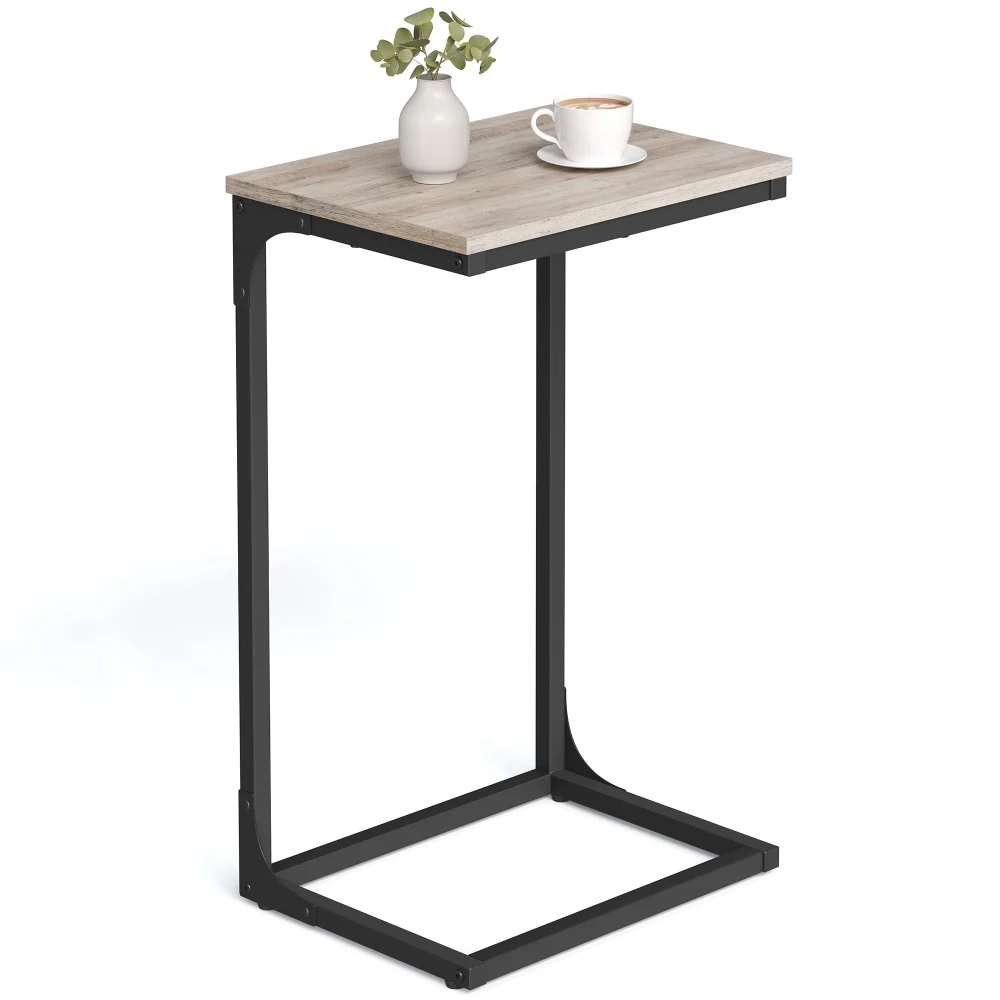 VASAGLE C-Shaped End Table with Metal Frame for Living Room Bedroom Sofa Side Table