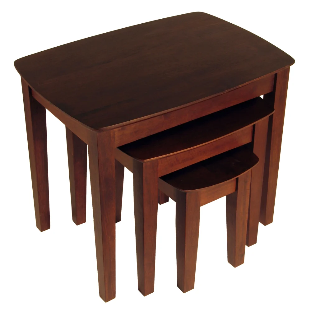 Winsome Wood Bradley 3-Piece Nesting Table Set Walnut Finish Living Room Side Tables