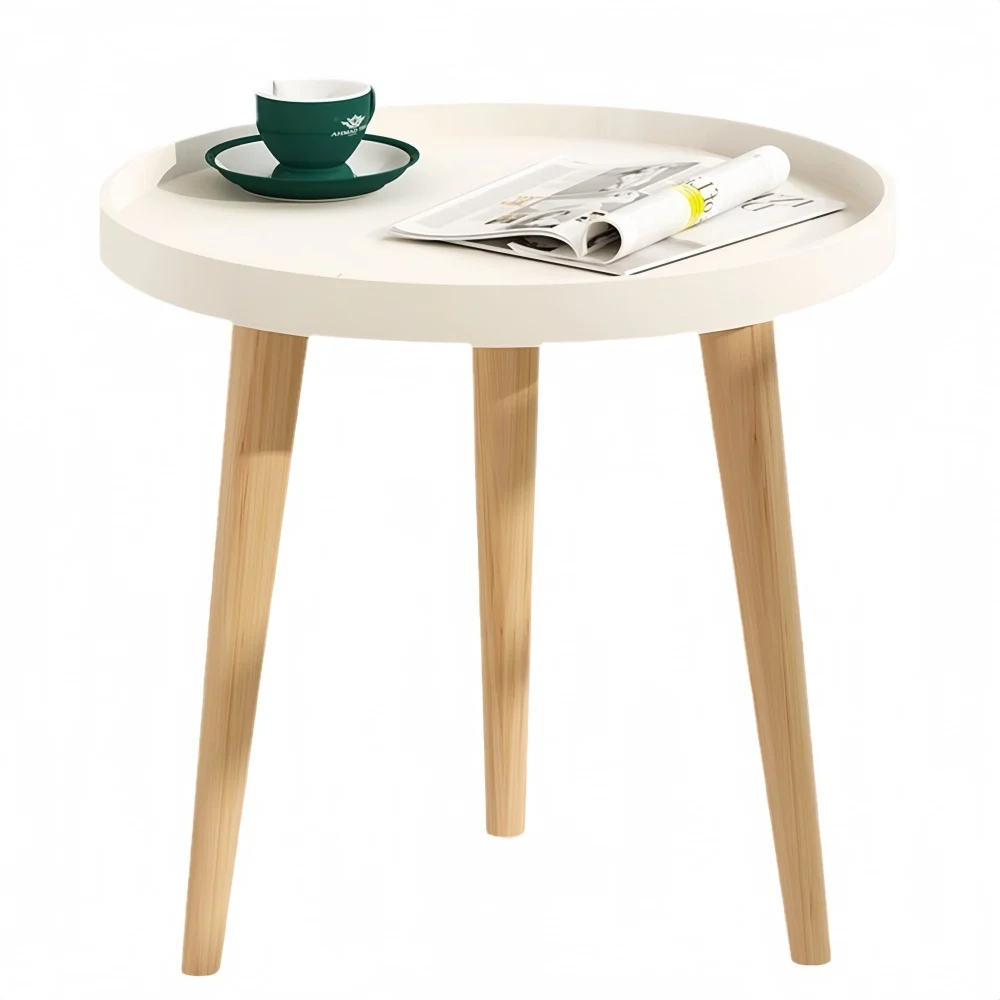 ZVZM Round Side Table Modern Minimalist End Table for Living Room Bedroom White