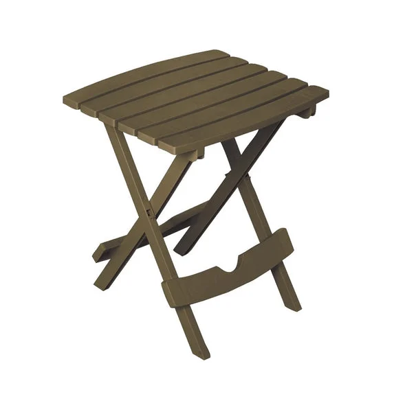 Adams 8510-60-3734 Quik Fold Portable Resin Side Table Earth Brown for Rustic Style
