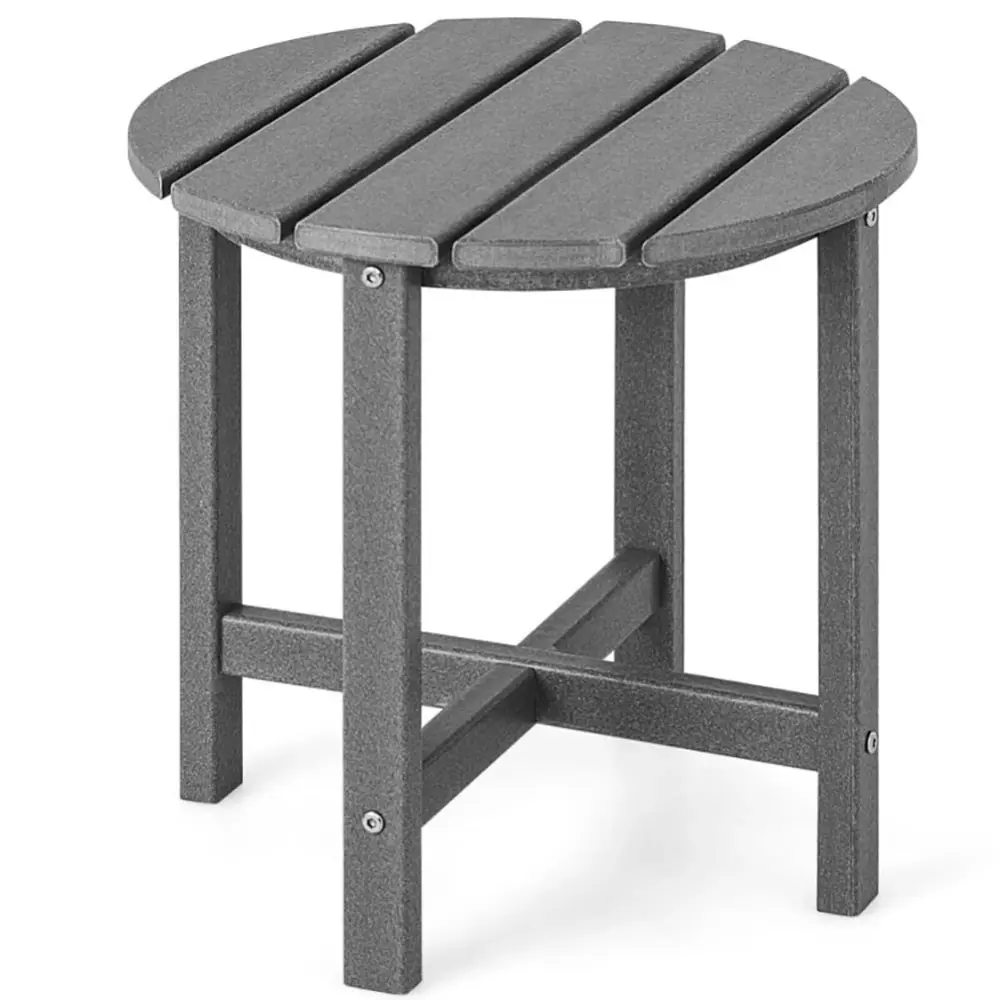 Canddidliike 18 Inch Round Weather-Resistant Adirondack Side Table Gray