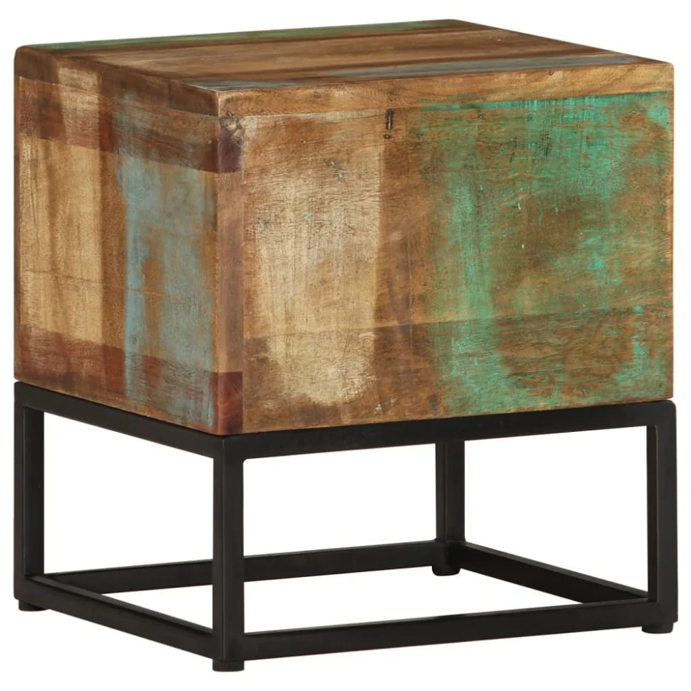 Side Table 11.8x11.8x13 Inches Solid Reclaimed Wood End Table Nightstand