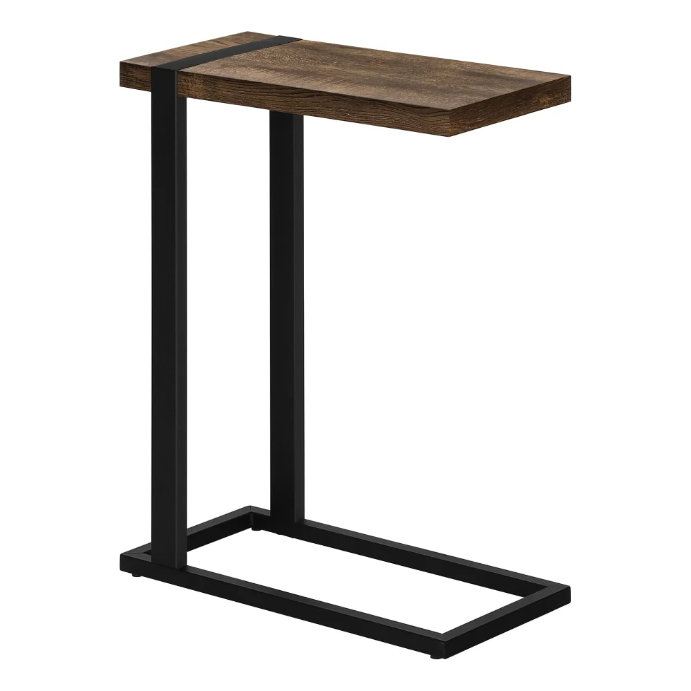 C Shaped Accent Table End Side Snack Table for Living Room Bedroom Brown