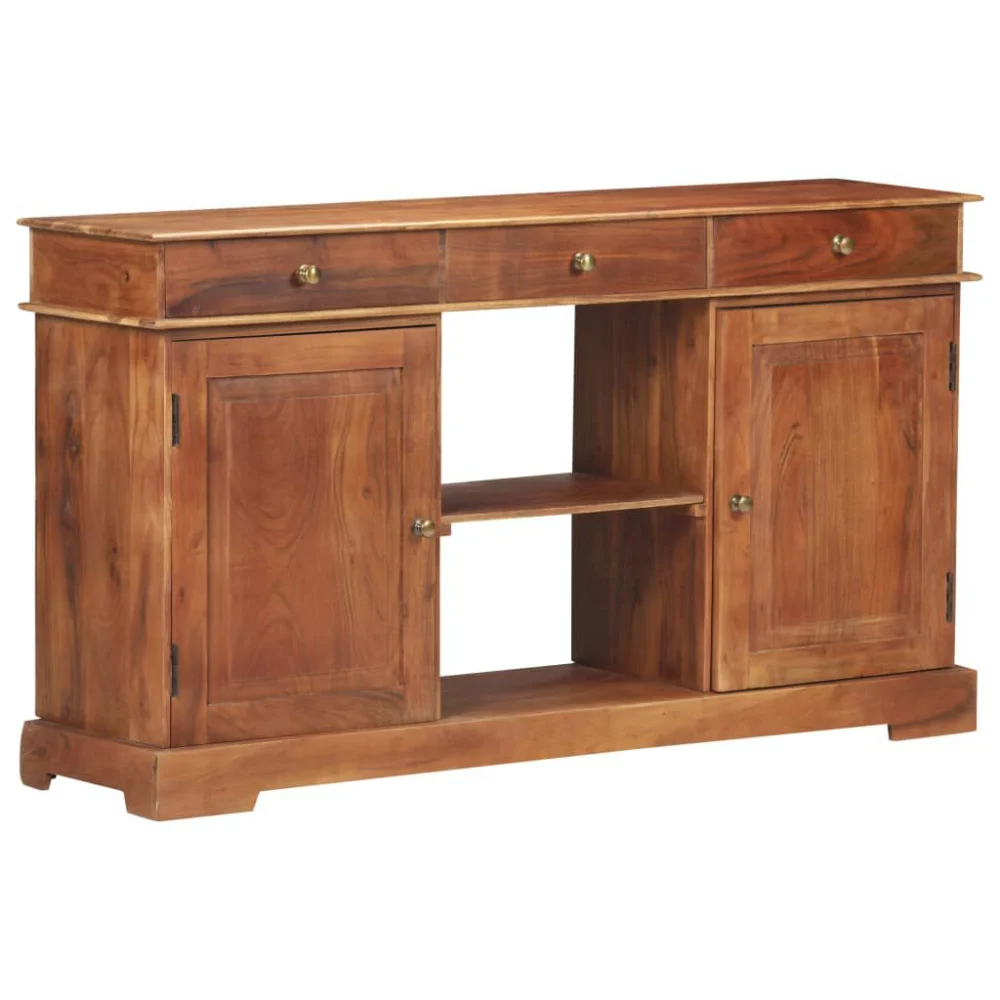 Solid Acacia Wood Sideboard 53.1 Inch Wide Storage Cabinet for Dining Room