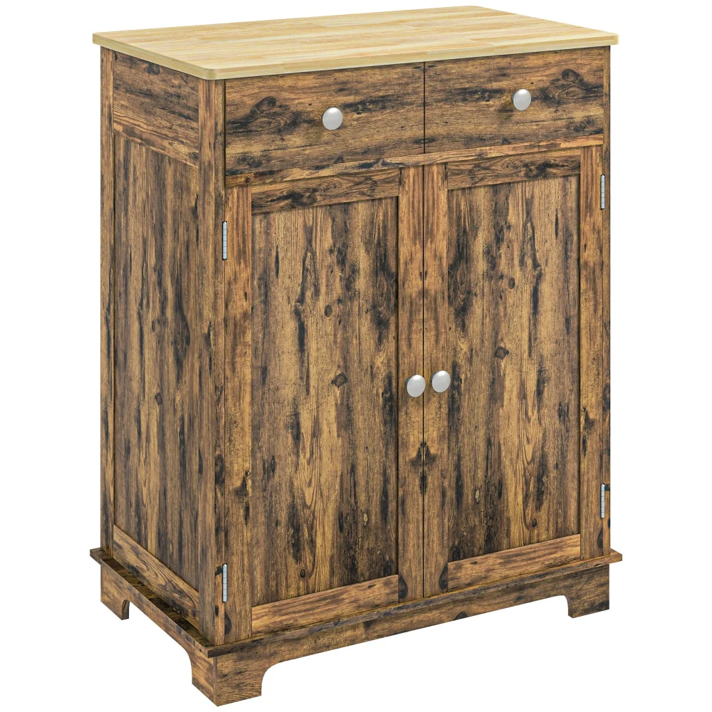 Homcom Sideboard with Solid Timber Countertop Modern Kitchen Storage Cabinet