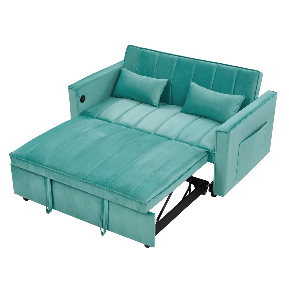 54.33 Inch Multi Functional Collapsible Sofa Bed In 3 Lengths Modern Design