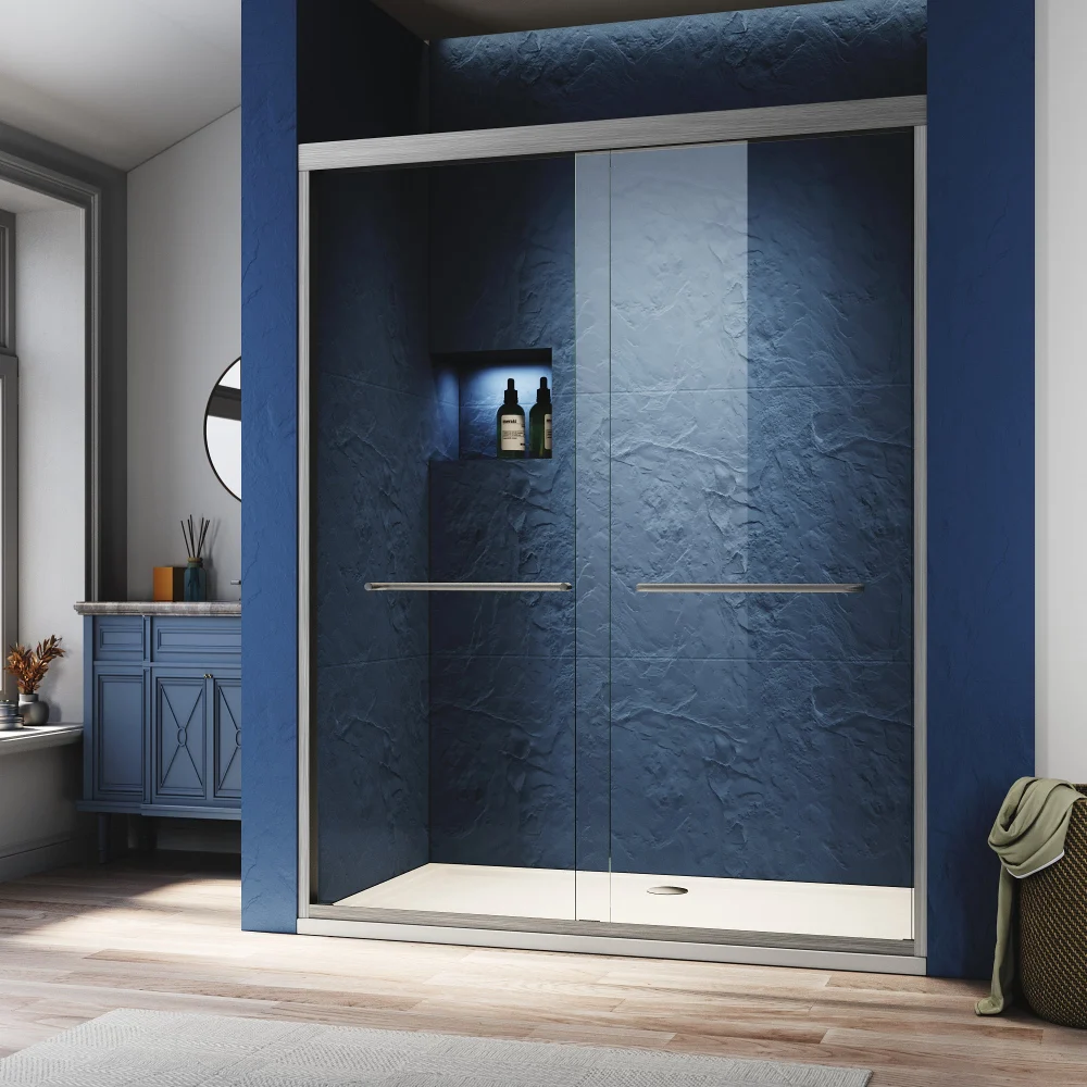 Sliding Shower Crystal Door 50 54 Inch W X 72 Inch H Customizable Semi Frameless Design