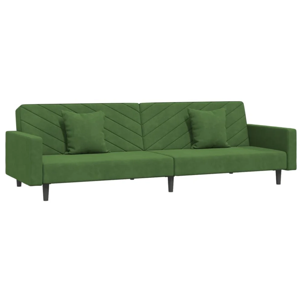 2-Seater Sofa Bed with Two Pillows Dark Green Velvet - Convertible Furniture