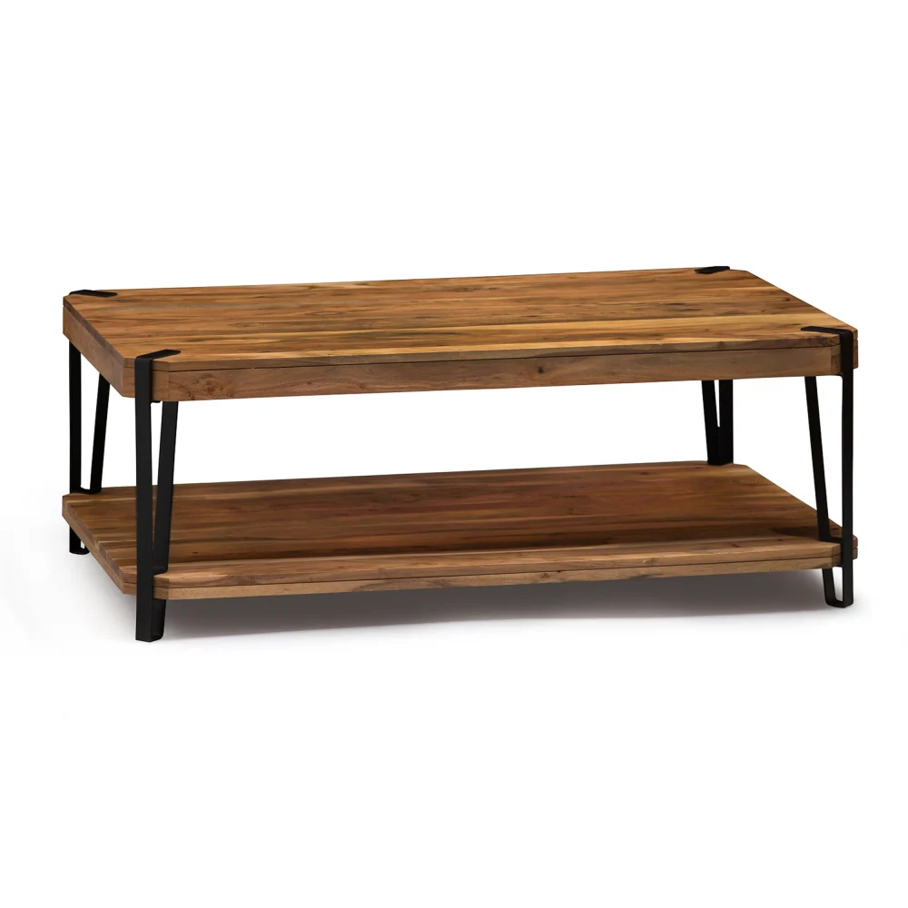 Ryegate Natural Live Edge Solid Wood with Metal Coffee Table for Living Room