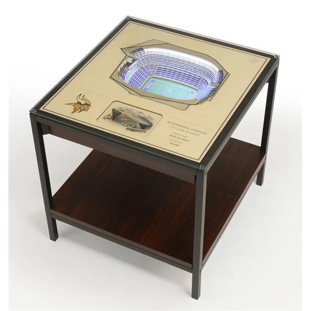 YouTheFan 25.5 x 19.5 x 3.5 in. NFL Minnesota Vikings Lighted End Table with U.S. Bank Stadium Design