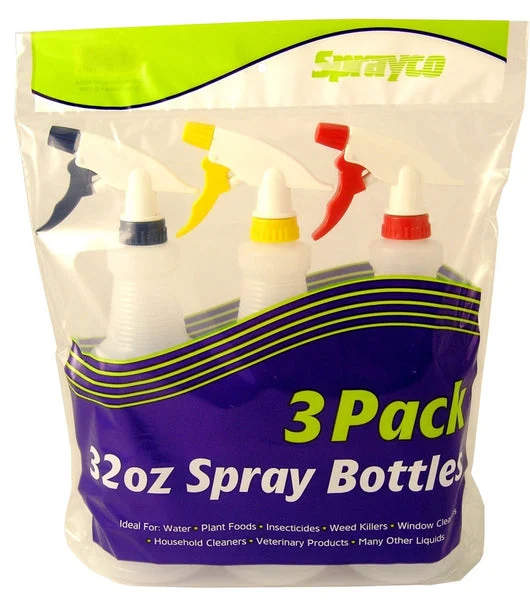 Sprayco 12B-7999 32 Oz Graduated Trigger Spray Bottles 3-Pack for Cleaning Solutions
