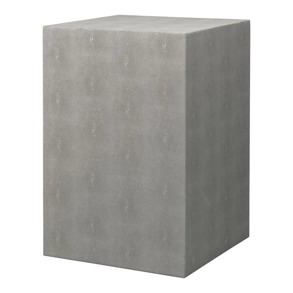Eden Home Square Faux Shagreen and Wood Side Table Gray
