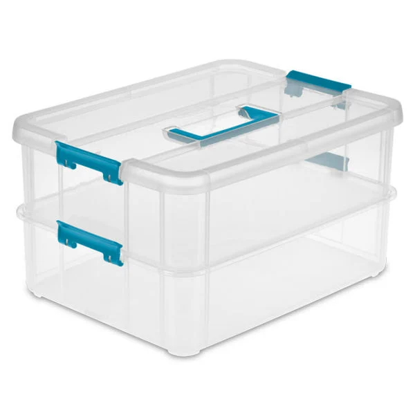Sterilite Stack & Carry 2-Layer Handle Box with Divider Tray