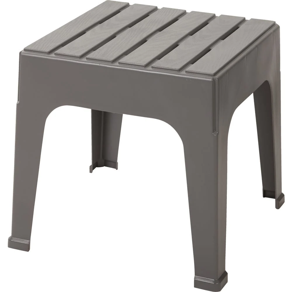 Adams Big Easy Gray 18.9 Inch Square Resin Stackable Side Table - Durable Outdoor or Indoor Use