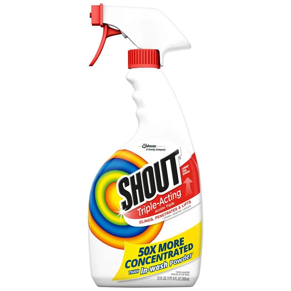 Shout 02251 Triple-Acting Laundry Stain Remover 22 Oz Trigger Spray for Tough Stains