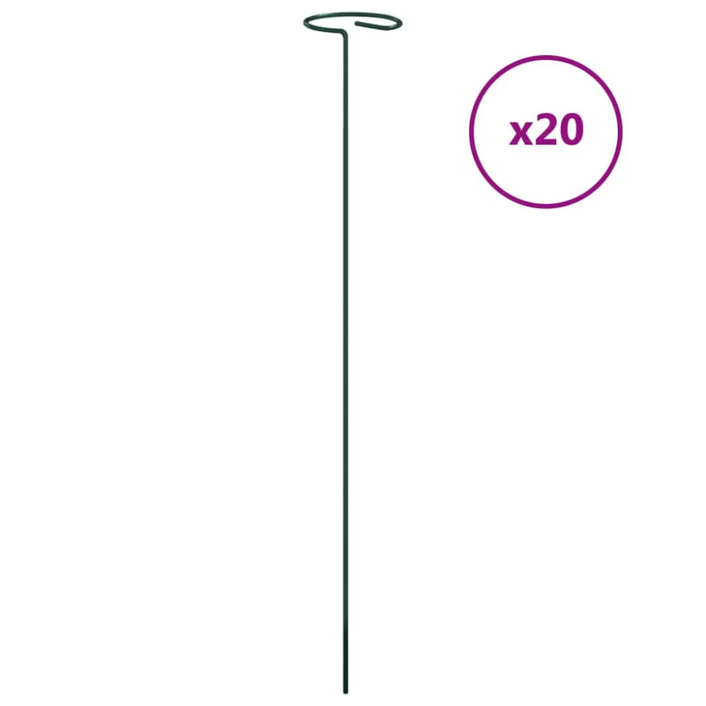 Garden Plant Stakes 20 Pack Dark Green 15.7 Inch Steel Plant Supports