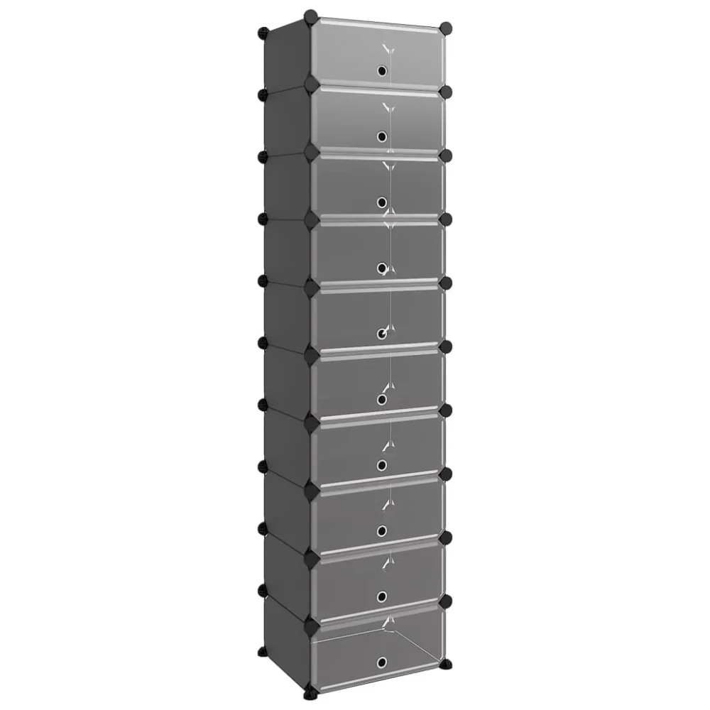 Shoe Rack Black 17.3x12.6x68.5 Inches PP Slim Vertical Organizer