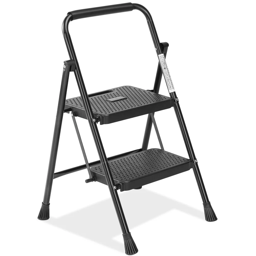2 Step Non-Slip Quick Folding Alloy Metal Ladder with Sturdy Support