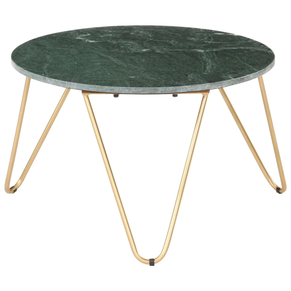 Eccomum Coffee Table Green 25.6x25.6x16.5 Real Stone with Marble Texture